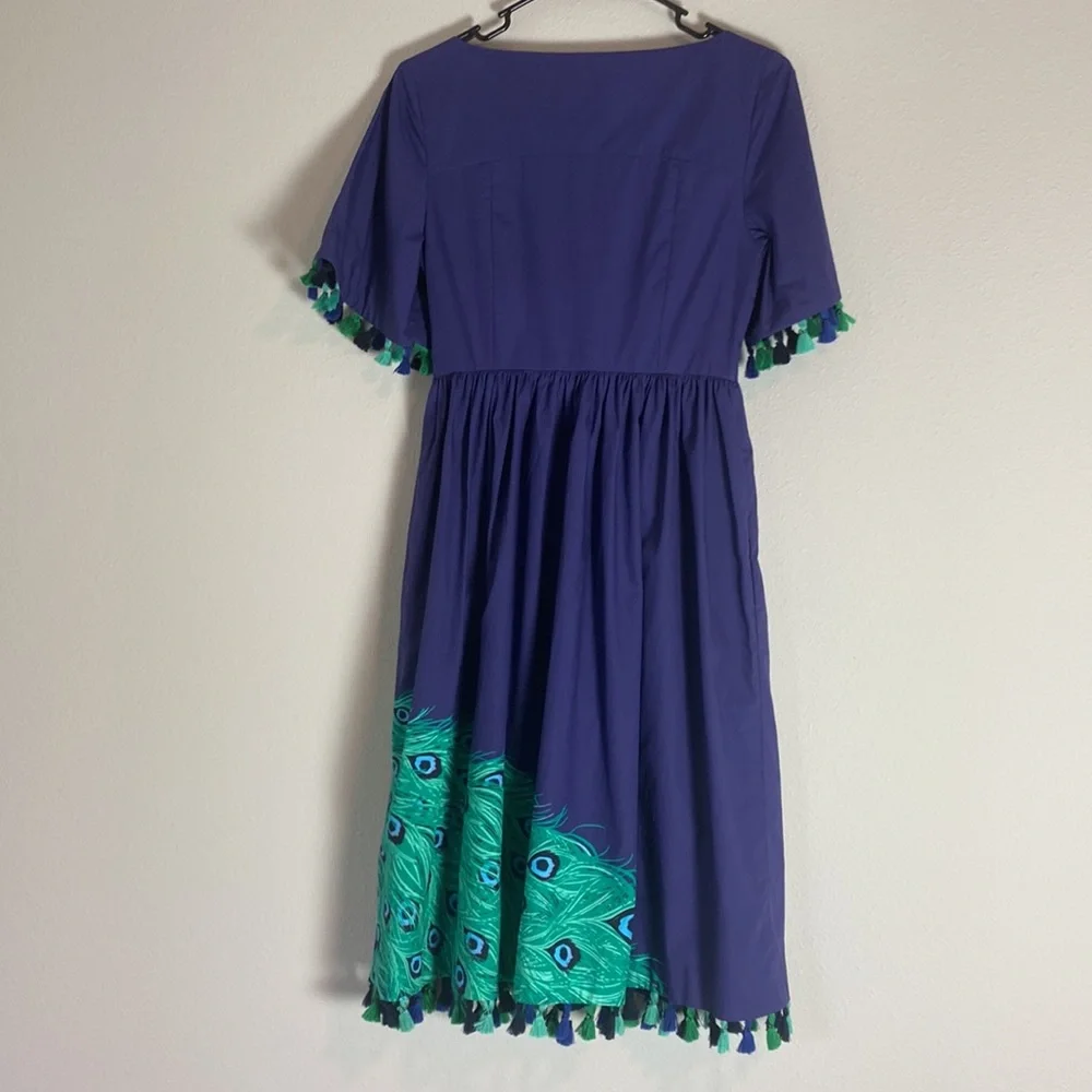 Kate Spade Peacock Plume Poplin Party Dress - Picture 5 of 8